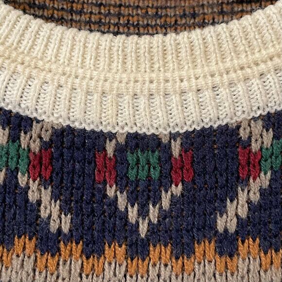 Vintage Sears Sweater Mens Medium Fair Isle Nordic Fisherman 90s Christmas Xmas - Picture 10 of 11